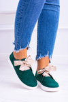 Зелені шкіряні жіночі тенісні туфлі