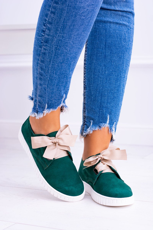 Зелені шкіряні жіночі тенісні туфлі