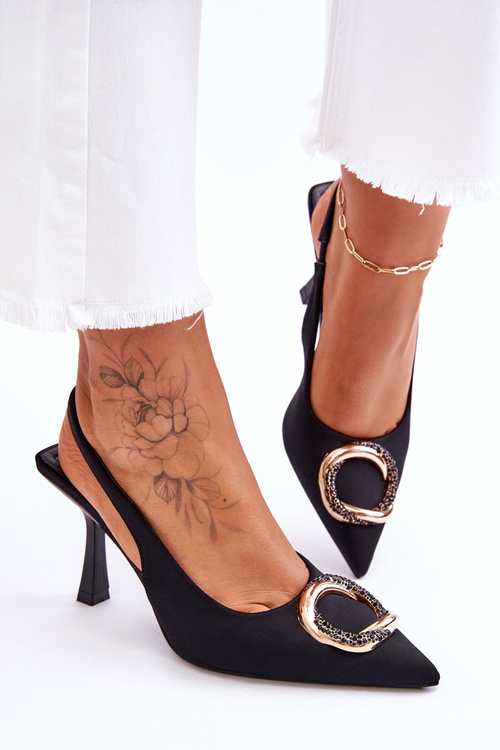 Модні шпильки з декором і фіанітами Black Alexia