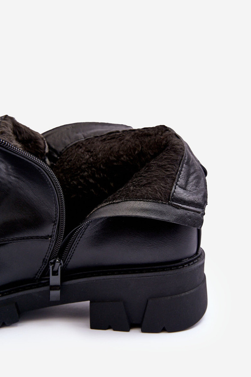 Низькі оздоблені шкіряні черевики на блискавці, чорні Escika