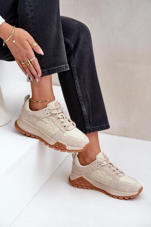 Жіночі шкіряні кросівки Big Star OO274A315 Hi-Poly System бежеві