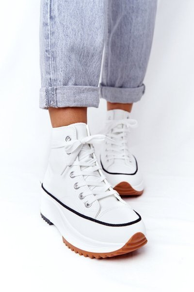 Жіночі шкіряні кросівки на платформі білі Coachella