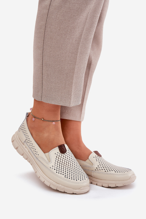 Дихаючі Балетки З Природної Шкіри Vinceza 95336 Бежеві