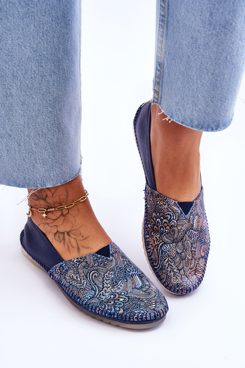 Жіночі шкіряні балетки Maciejka 01930-103 Темно-сині