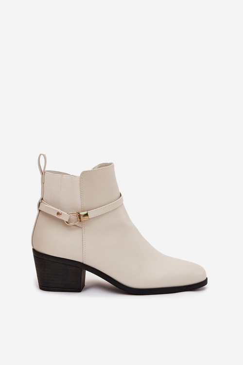 Жіночі Черевики На Блискавці З Ремінцем І Золотим Деталем Світло Бежеві Zelinae