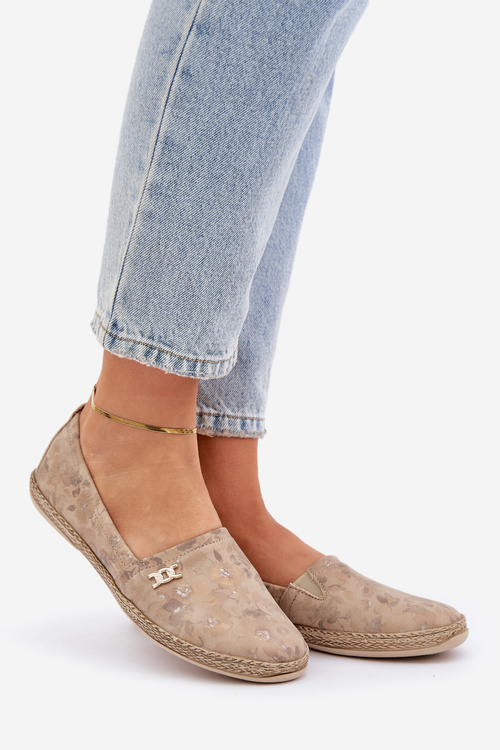 Елегантні Замшеві Еспадрілі З Квітами Жіночі Бежеві Зазу 10177