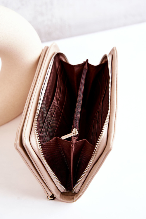 Великий шкіряний гаманець Бежевий Родос