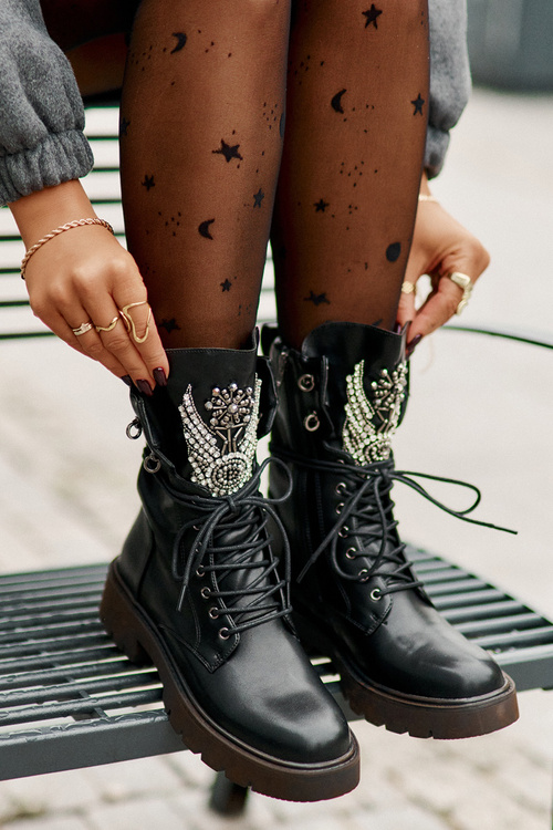 Ботильйони робочі з екошкіри, утеплені D&A, чорні MR880-080