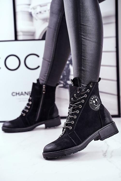 Чоботи жіночі на плоскому ходу Black Aspen