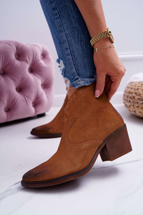 Жіночі верблюжі замшеві ковбойські чоботи Barski 1638