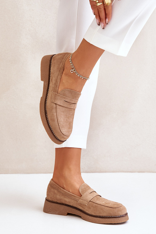 Класичні жіночі мокасини з Еко Замші Бежеві Belania