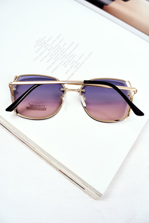 Жіночі сонцезахисні окуляри Prius PRE-38 Gold Pink Navy Gradient Glitter