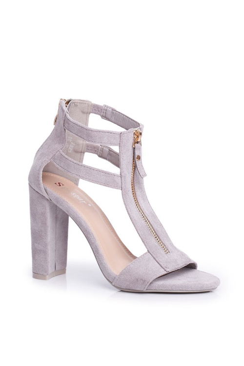 Замшеві босоніжки на шпильці Grey Folly