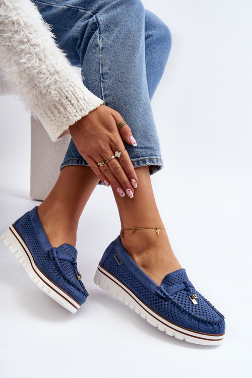 Жіночі сині мокасини Twista з вирізом
