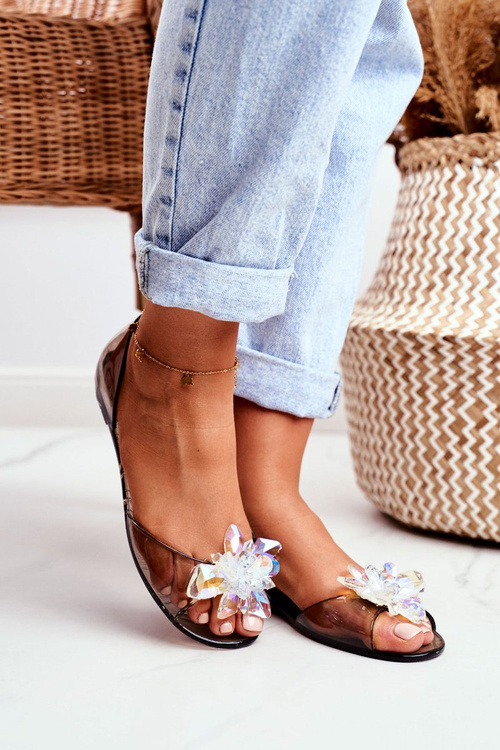 Гумові балетки Crystals Black Clare