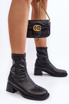 Жіночі чорні ботильйони на низькому каблуці Aphroteia