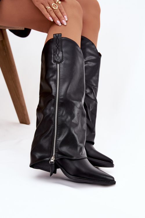 Ковбойські Чоботи На Каблуці З Еко Шкіри Чорні Palira