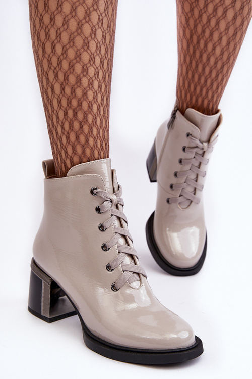 Чоботи жіночі лаковані D&A MR870-98 Світло-сірі