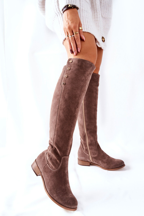 Замшеві високі чорні черевики Lewski 2840 Коричневий