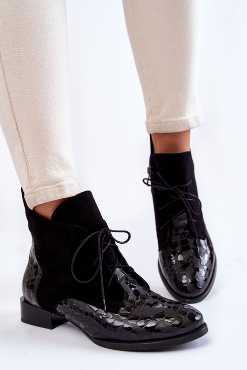 Чоботи шкіряні на підборах Maciejka 2878J-01 Чорні