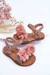 Модні дитячі босоніжки з квіточками рожевого кольору 