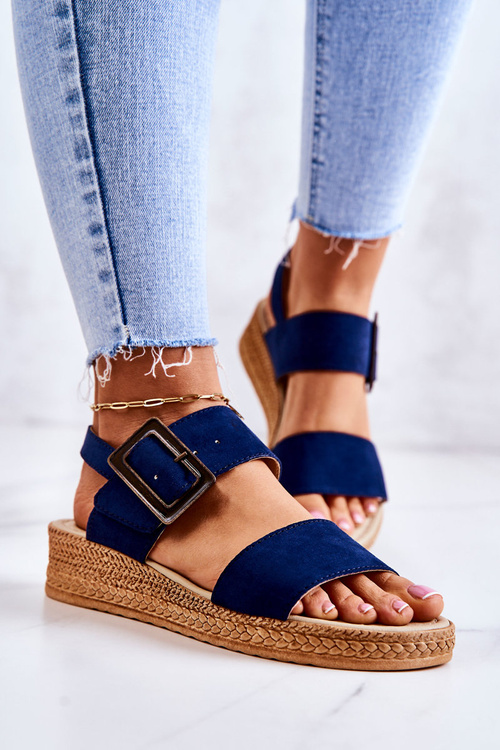 Жіночі замшеві босоніжки Big Star JJ276033 Темно-сині