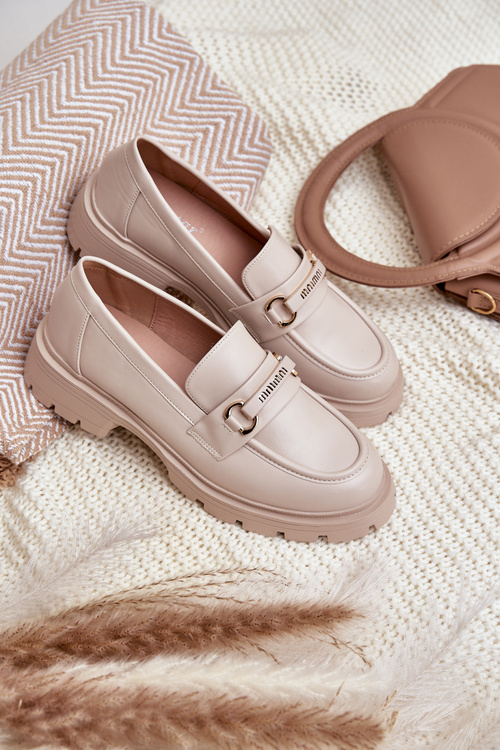 Класичні Жіночі Мокасини З Еко Шкіри Бежеві Savethira