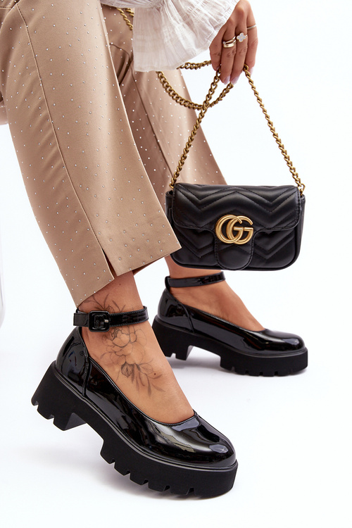 Жіночі глянцеві лофери на низькому каблуці з пряжкою Black Owen