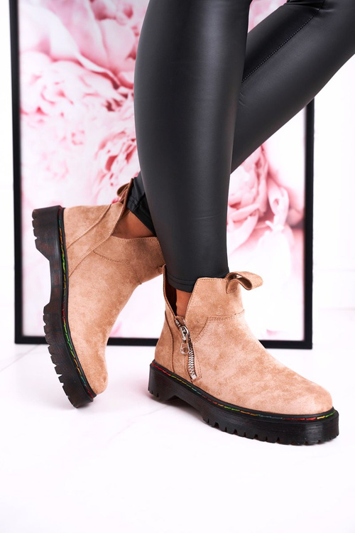 Жіночі черевики челсі з різнокольоровою відстрочкою замшеві бежеві Addison