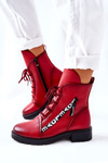 Шкіряні черевики з декоративною блискавкою червоного кольору Lomissa