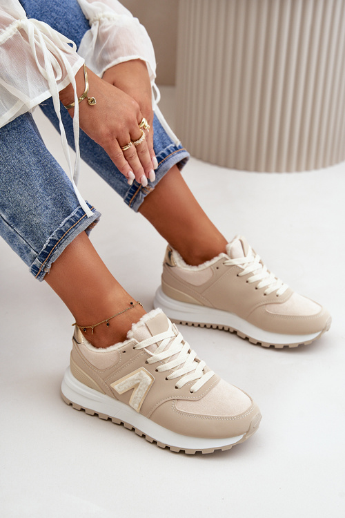 Кросівки Жіночі Спортивні Утеплені Хутром Бежеві Ciamara