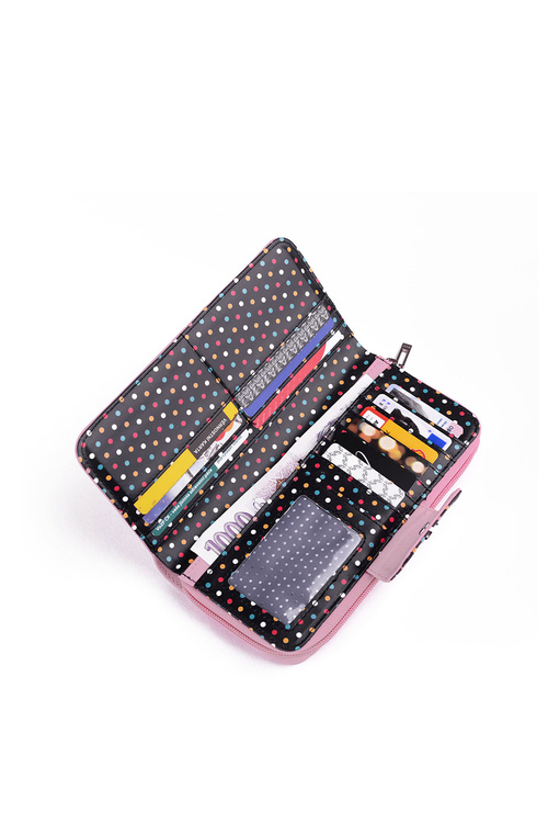 Великий жіночий гаманець на блискавці в крапки, світло-рожевий Huntress