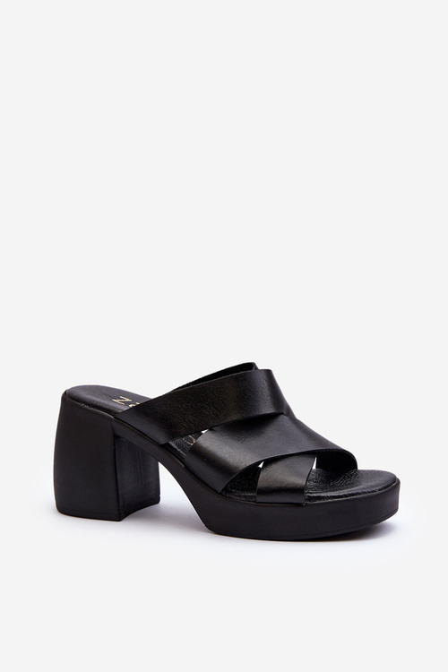 Zazoo 40373 Чорні шкіряні босоніжки на підборах