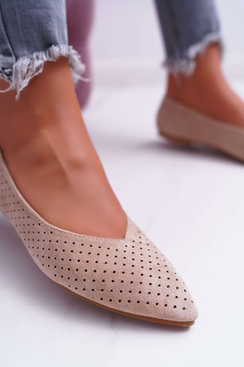 Жіночі балетки Lu Boo ажурні бежеві десертні