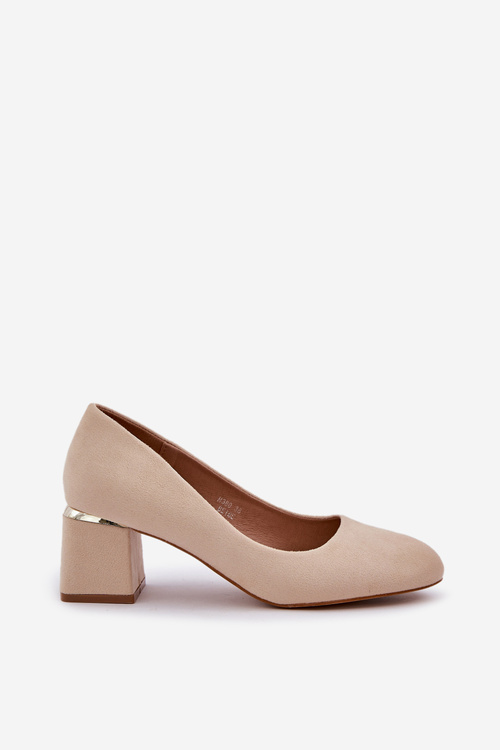 Еко Замшеві Човники На Каблуку Бежеві Veniffia