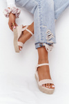 Босоніжки на танкетці з косами Бежеві Baleary
