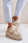 Жіночі кросівки на масивній підошві з золотистим декором CheBello 4530 Beige