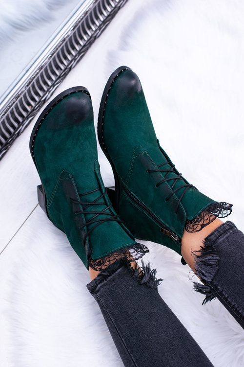 Шкіряні зелені жіночі черевики Millano на шнурівці