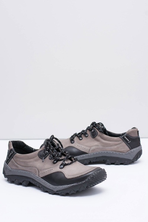 Чоловічі шкіряні сірі трекінгові напівчеревики Gretin