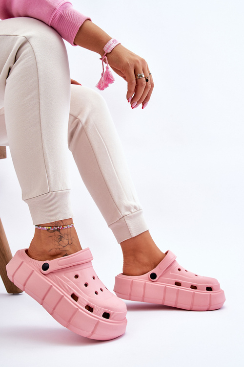 Жіночі поролонові кросівки на платформі Crocs Pink Beckett