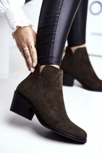 Жіночі чоботи на плоскому каблуці осінні хакі молочного кольору