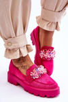 Жіночі лофери на платформі з прикрасами кольору фуксії Brenda