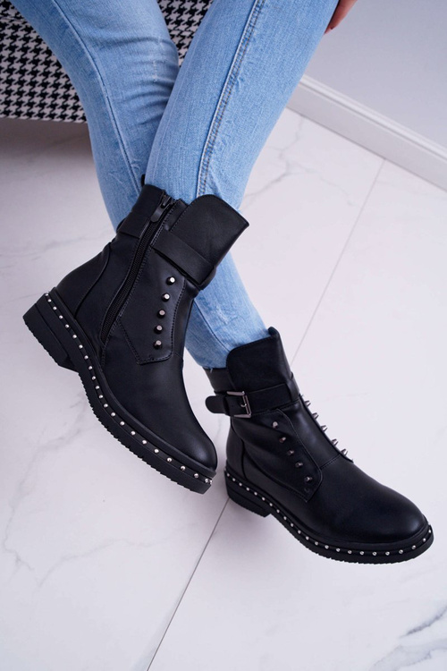 Жіночі чоботи на флісовій підкладці чорні піаніно