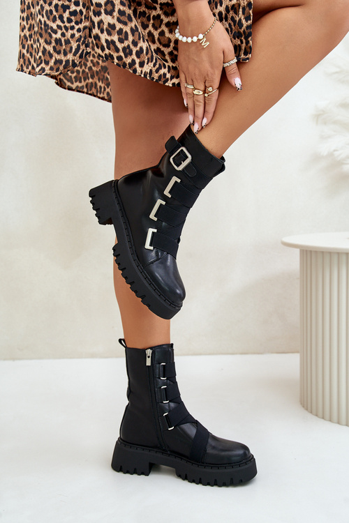 Шкіряні жіночі ботильйони утеплені Big Star OO274A256 Чорні