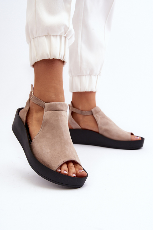 Жіночі замшеві босоніжки Zazoo 2914 бежеві