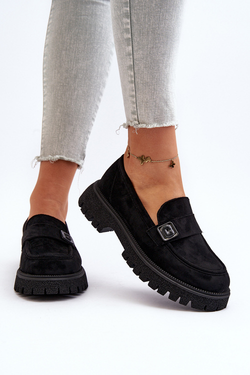 Чорні жіночі лофери Flanila з ремінцем