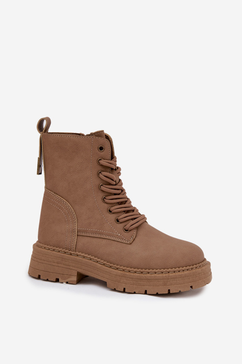 Жіночі Чоботи Робітники На Блискавці Темно-бежеві Tirina