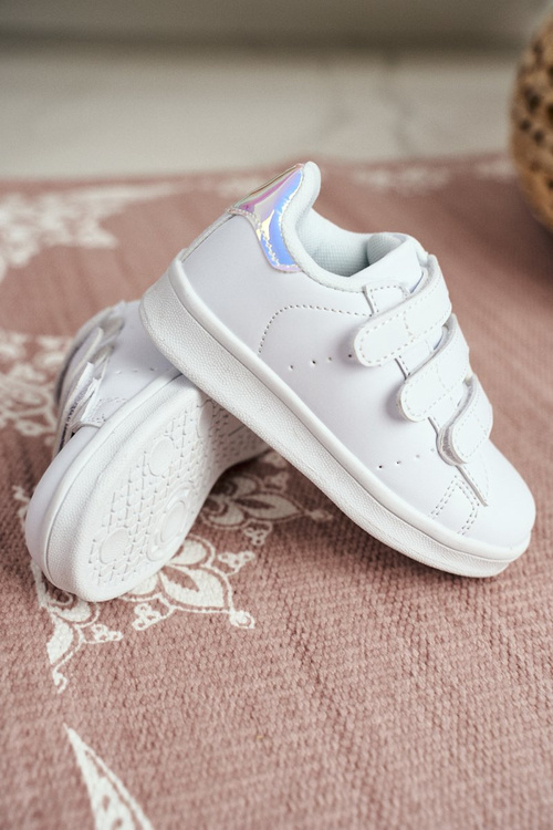 Дитячі спортивні туфлі на липучках Білі Срібні Fifi