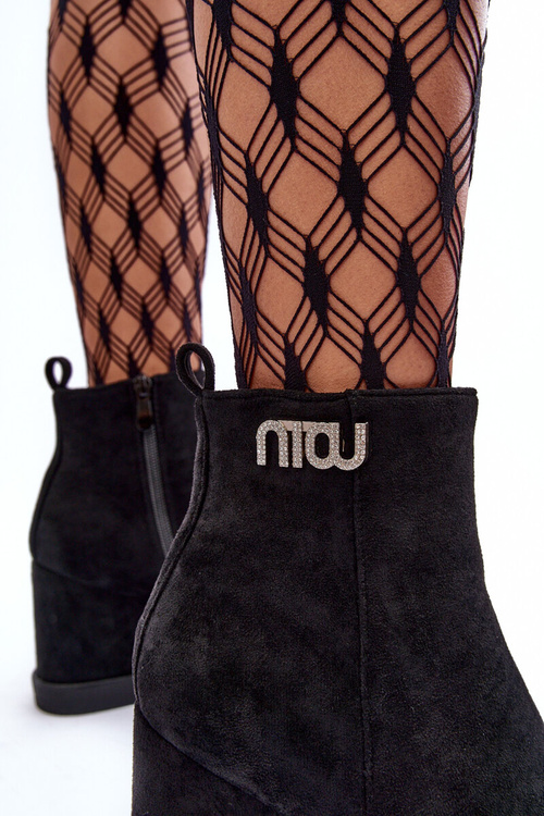 Чоботи на підборах зі шкіряною підкладкою з орнаментом Black Vere