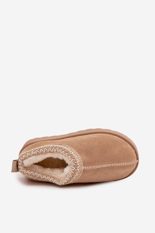 Дитячі зимові черевики з вишивкою бежеві Prina